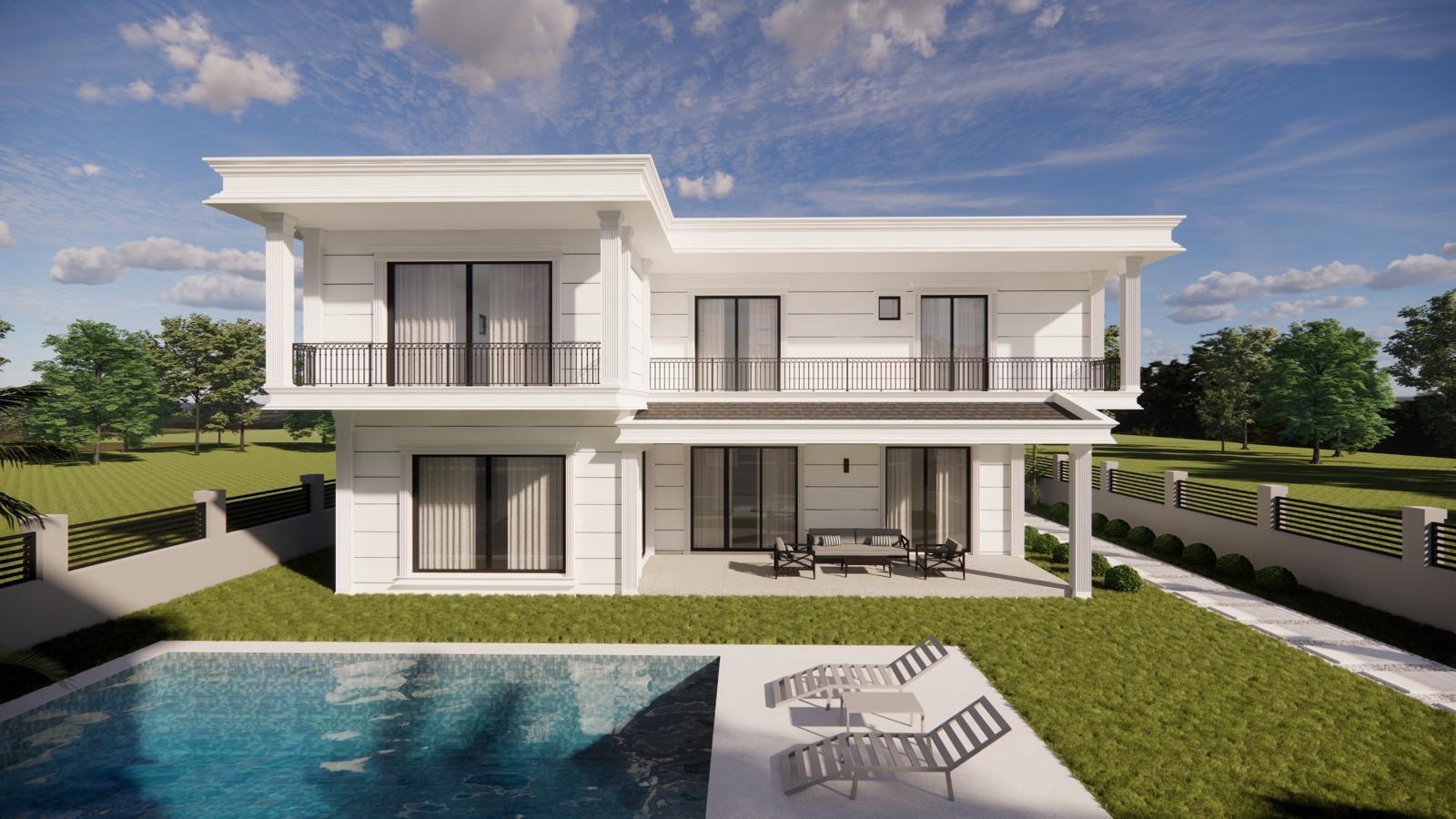 Luxuriöse 4+1 Neubauvilla mit privatem Pool und Sauna in Evrenseki